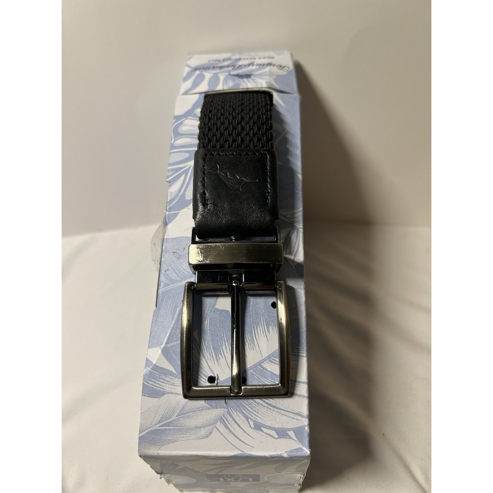 Men's Tommy Bahama Black/Gray Stretch Braided Reversible Black/Grey Belt L/XL B1